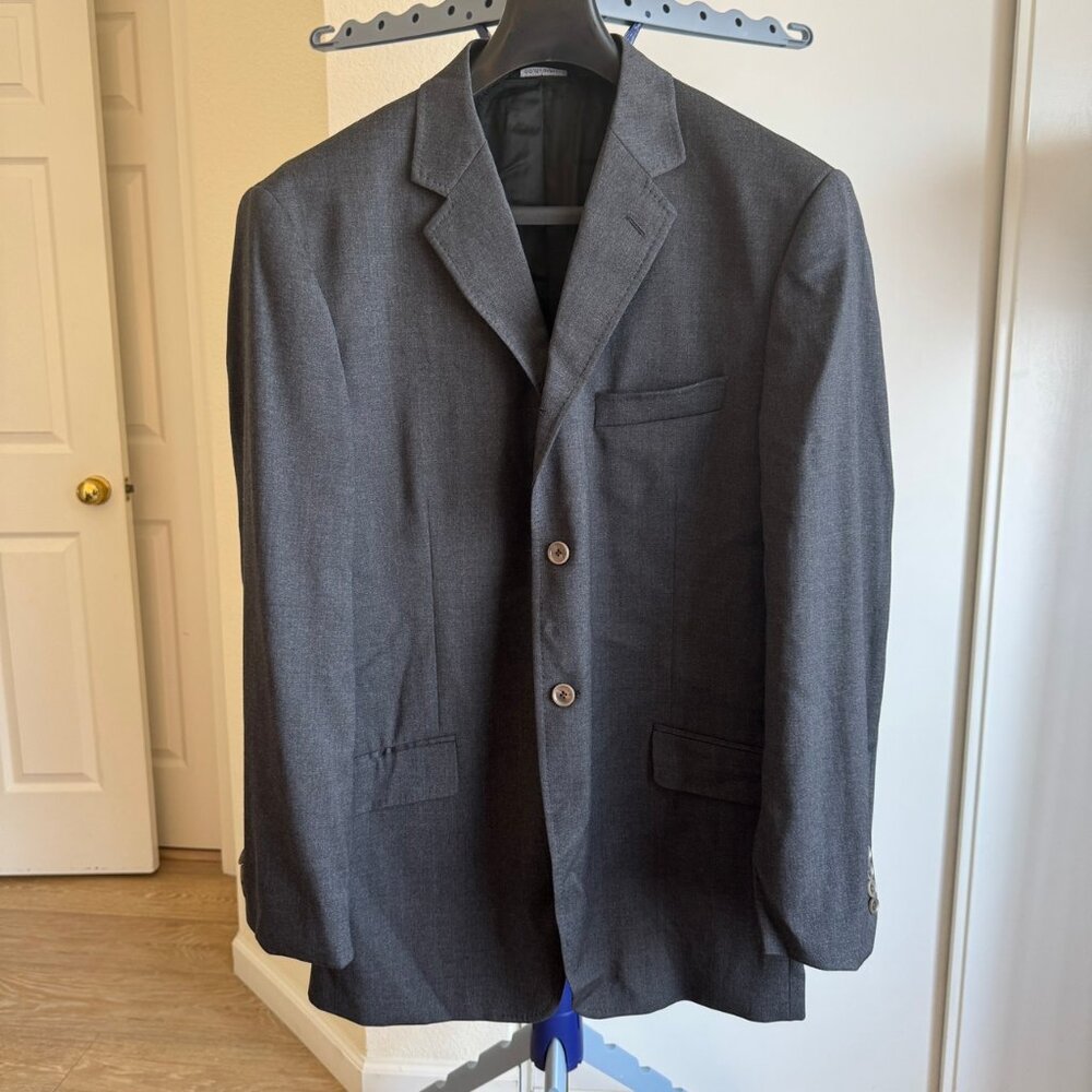 Dolce & Gabbana Blazer Mens Suit Coat Grey 3 Button Italian Wool D&G Jacket 42R